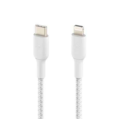 Belkin BOOSTCHARGE USB-C to Lightning Braided Cable   1mFor Apple Devices - White
