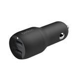 Belkin BOOSTCHARGE Dual USB-A Car Charger 24W + USB-A to USB-C CableUniversally compatible - Black