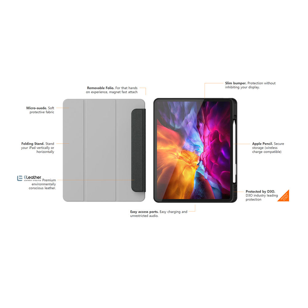 EFM Aspen Folio Case Armour with D3O & ELeatherSuits iPad Pro 12.9 - Black