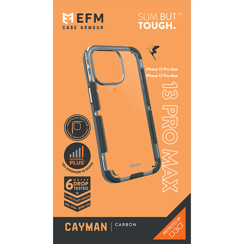 EFM Cayman Case Armour with D3O 5G Signal Plus - For iPhone 13 Pro Max (6.7") - Carbon