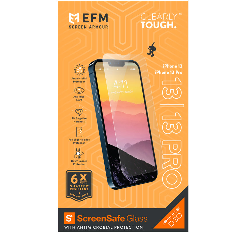 EFM ScreenSafe Glass Screen Armour with D3O  - For iPhone 13/13 Pro (6.1")/iPhone 14 (6.1")