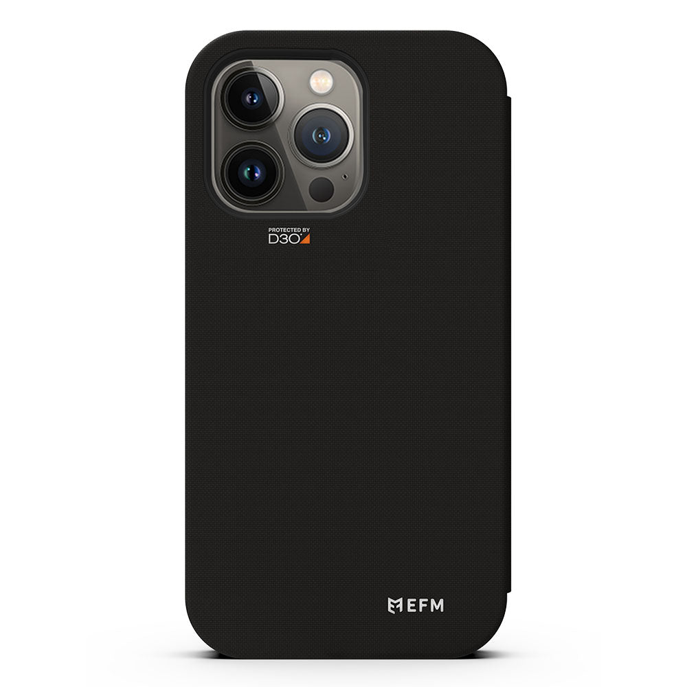 EFM Miami Leather Wallet Case Armour with D3O  - For iPhone 13 Pro Max (6.7") - Smoke Black