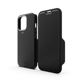 EFM Monaco Leather Wallet Case Armour with D3O 5G Signal PlusFor iPhone 13 Pro (6.1" Pro) - Black/Space Grey