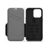 EFM Monaco Leather Wallet Case Armour with D3O 5G Signal PlusFor iPhone 13 Pro (6.1" Pro) - Black/Space Grey