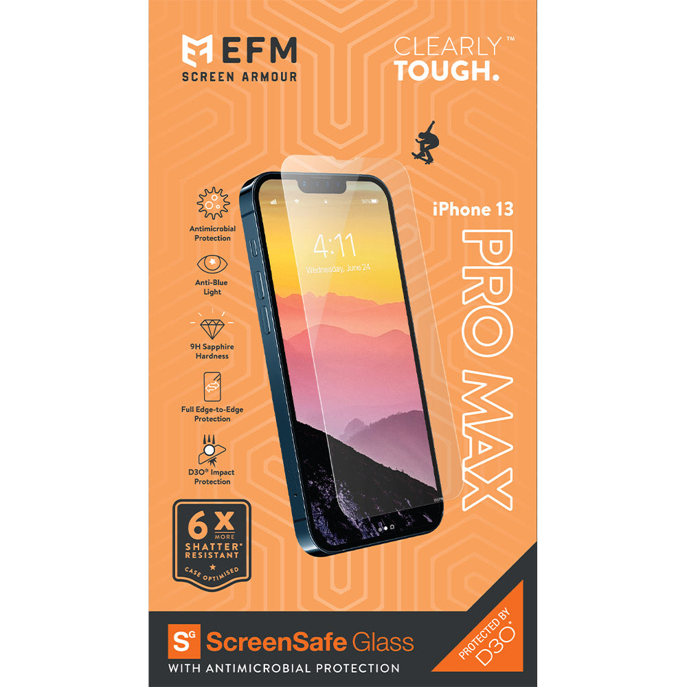 EFM ScreenSafe Glass Screen Armour with D3O  - For iPhone 13 Pro Max (6.7")/iPhone 14 Plus (6.7")