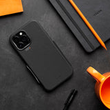 EFM Monaco Leather Wallet Case Armour with D3O 5G Signal PlusFor iPhone 13 Pro (6.1" Pro) - Black/Space Grey