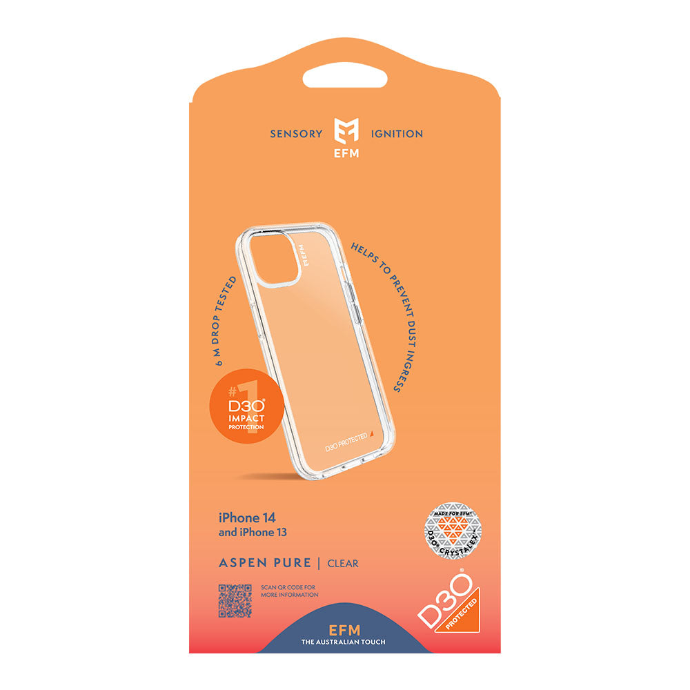 EFM Aspen Pure Case Armour with D3O CrystalexFor iPhone 13 (6.1")/iPhone 14 (6.1")