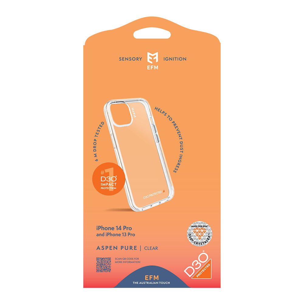 EFM Aspen Pure Case Armour with D3O CrystalexFor iPhone 13 Pro (6.1")/iPhone 14 Pro (6.1")