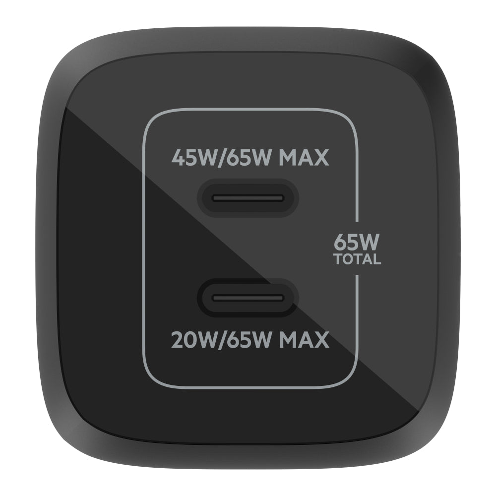 Belkin BOOST UP Dual USB-C Wall ChargerGaN Technology 65W with PPS
