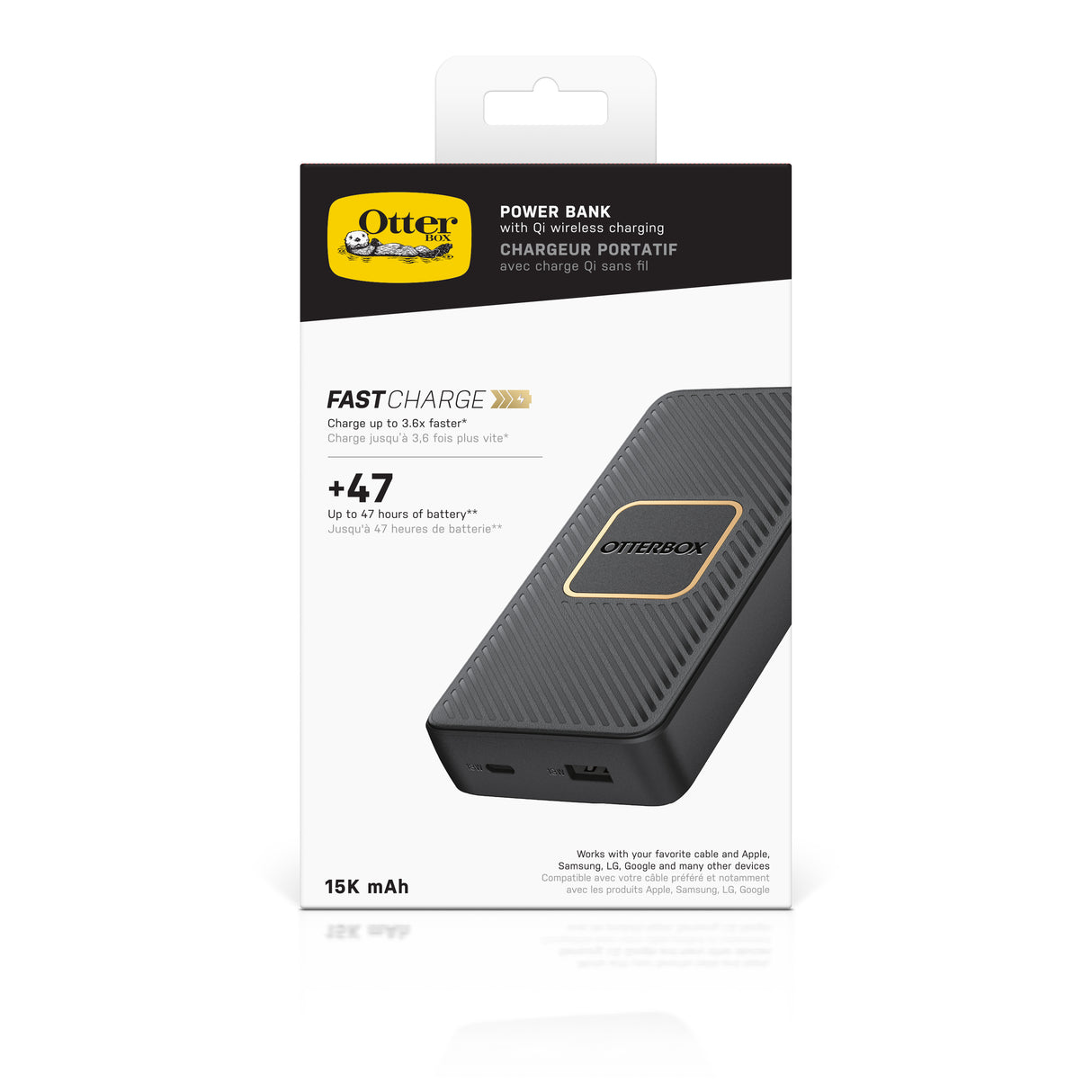 Otterbox 15 000mAhUSB-A and USB-C PD 18W plus 10W Qi Wireless Power Bank