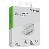 Belkin BOOST UP Dual USB-C Wall Charger - GaN Technology 65W with PPS