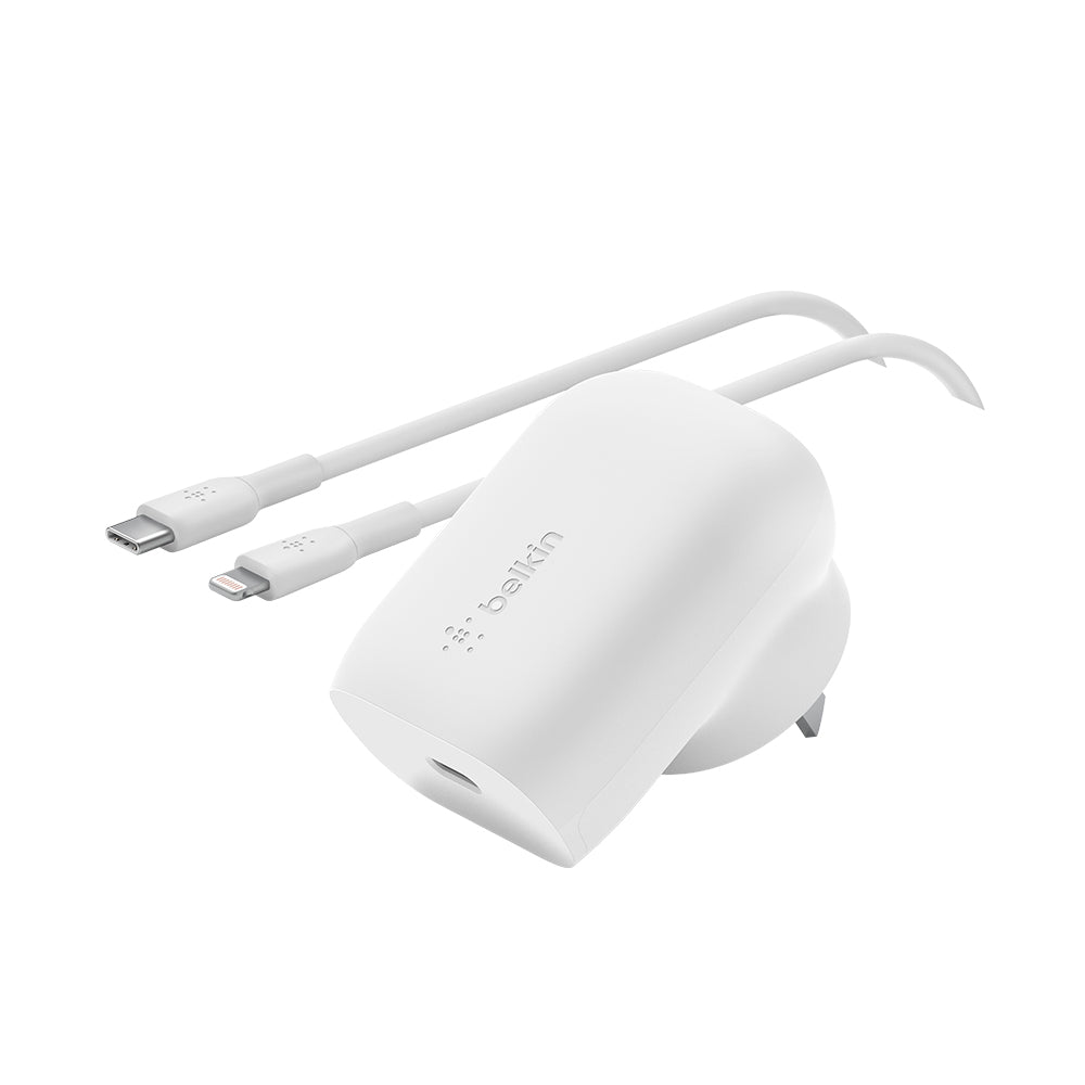 Belkin BOOSTCHARGE USB-C PD 3.0 PPS Wall Charger30W with USB-C Cable to Lightning Connector