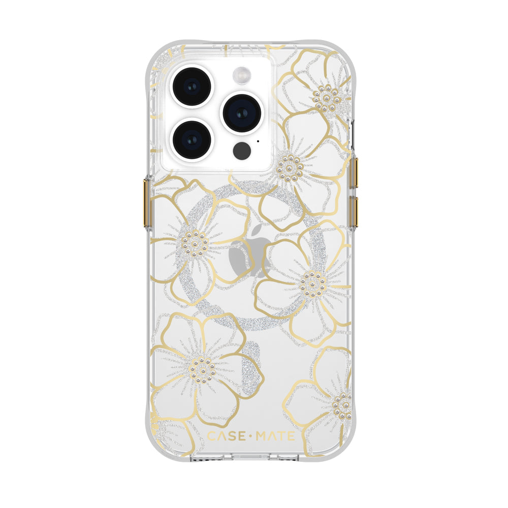 Case-Mate Floral Gems MagSafe CaseFor iPhone 15 Pro - Gold