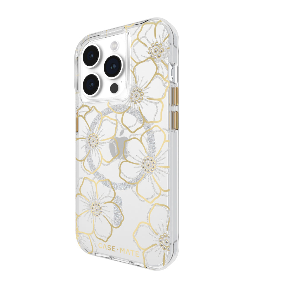 Case-Mate Floral Gems MagSafe CaseFor iPhone 15 Pro - Gold