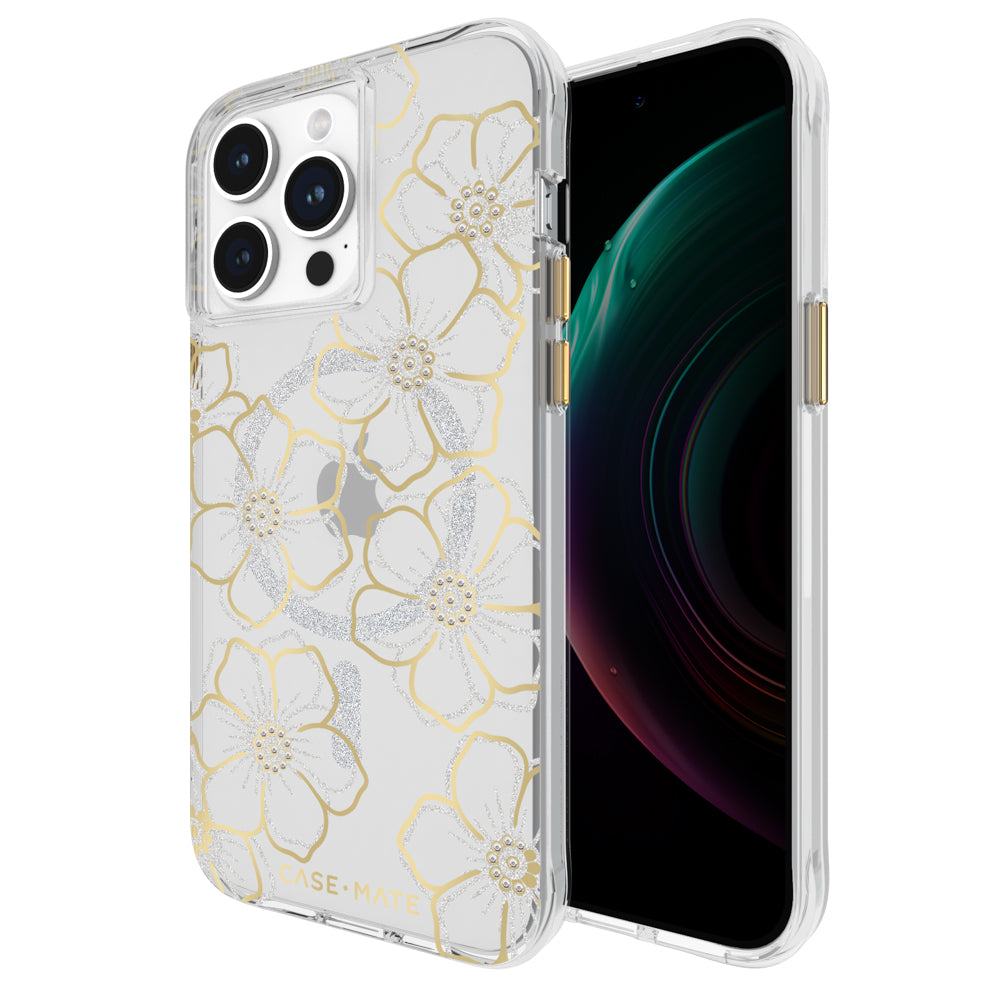 Case-Mate Floral Gems MagSafe CaseFor iPhone 15 Pro Max - Gold