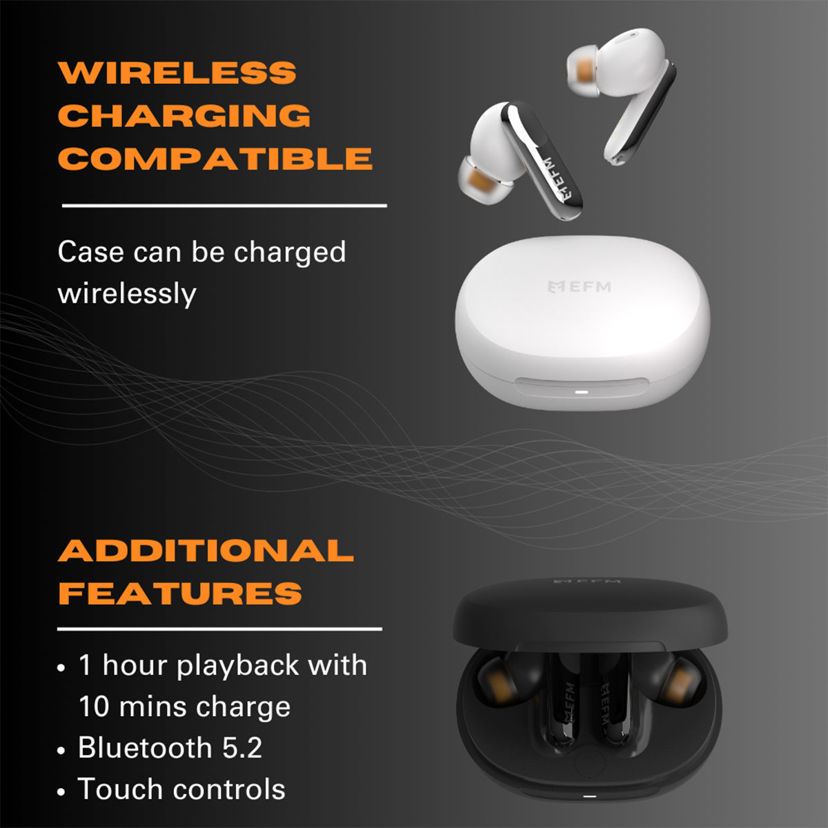 EFM Chicago TWS EarbudsWith Advanced Active Noise Cancelling - White