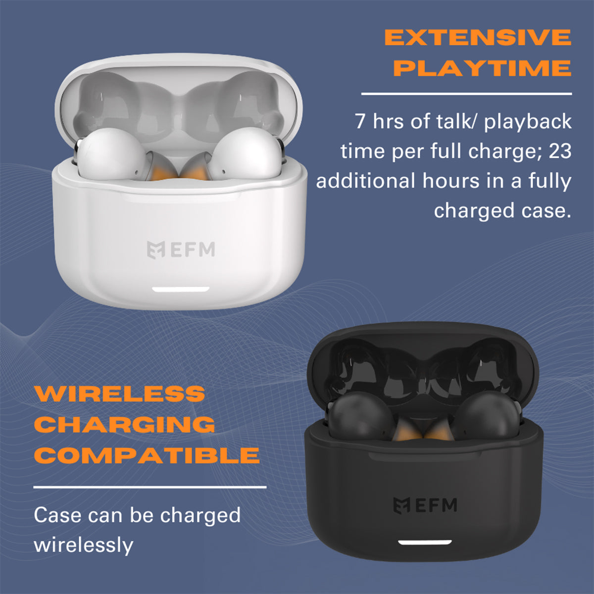 EFM New Orleans TWS EarbudsWith Active Noise Cancelling - Black