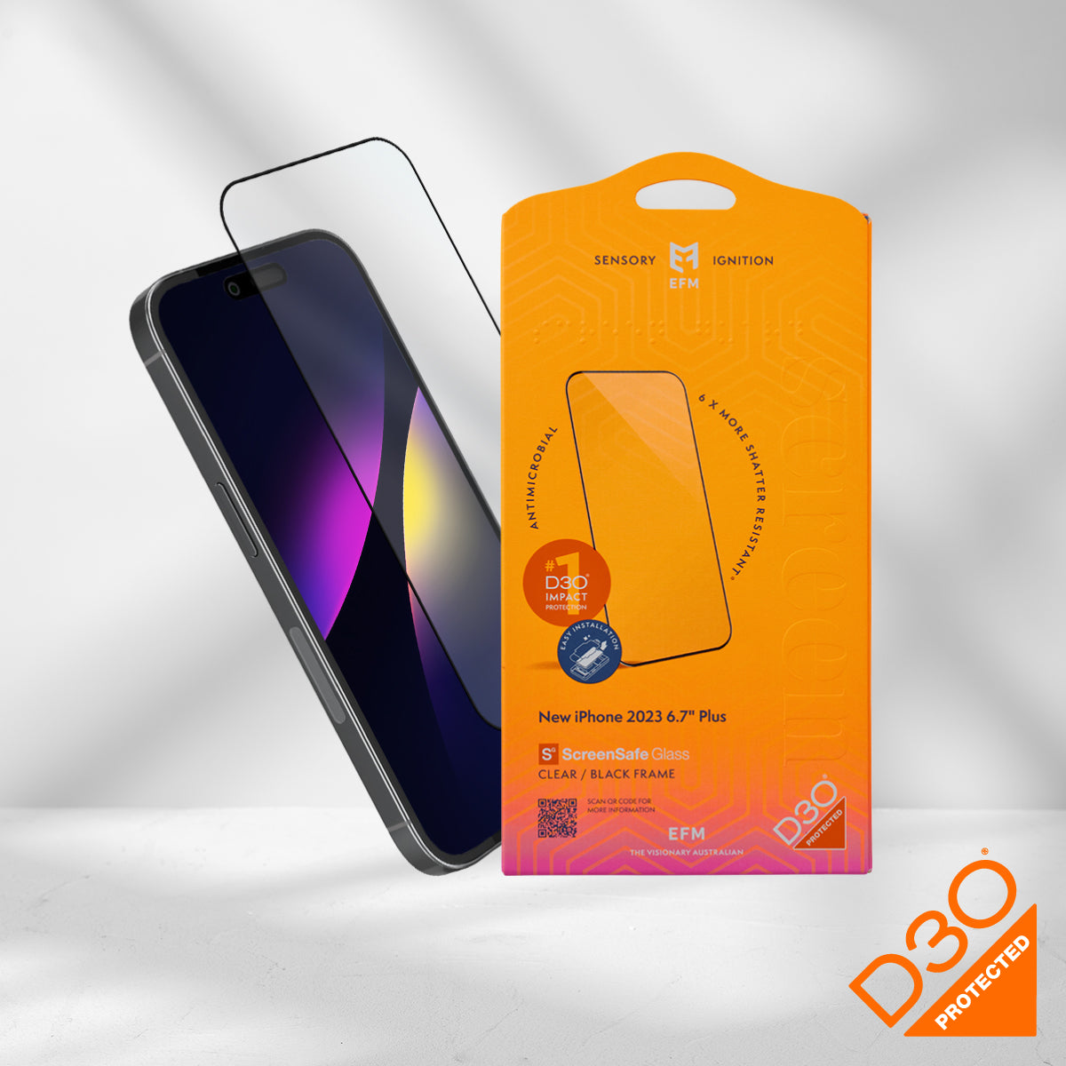 EFM ScreenSafe Glass with D3O Screen Armour - For iPhone 15 Plus