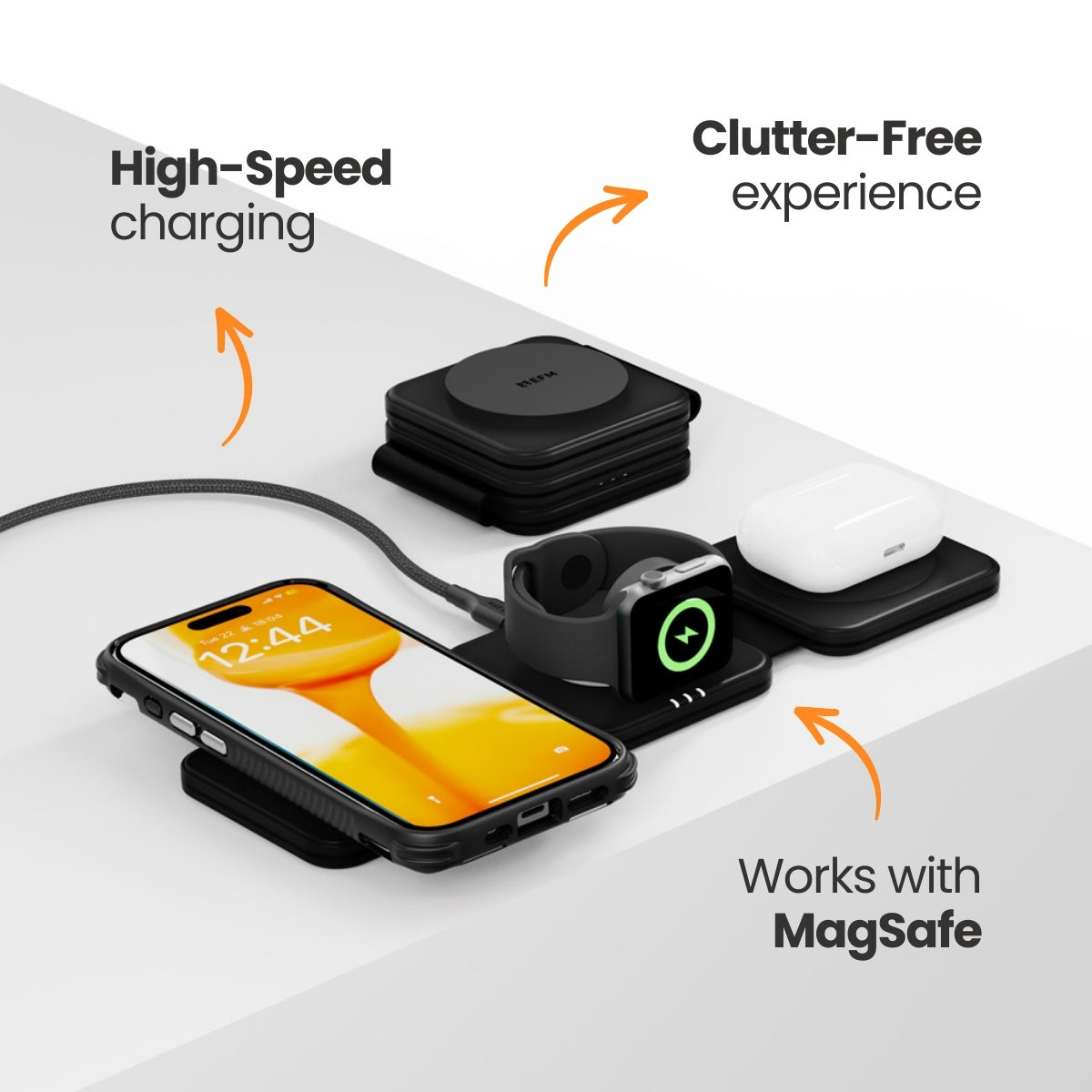 EFM FLUX Travel 3-in-1 Wireless ChargerWith 20W Wall Charger
