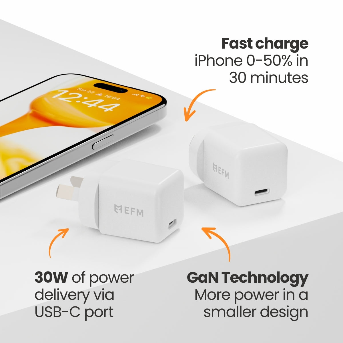 EFM ECO 20W Wall ChargerWith Power Delivery and PPS Technology - White