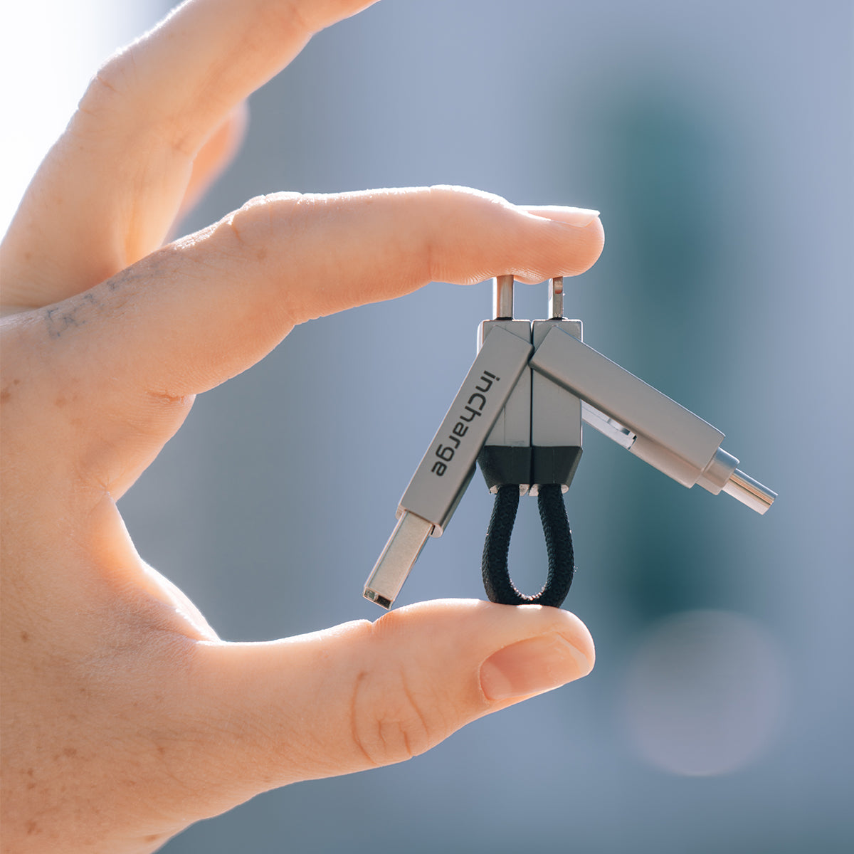 Rolling Square inCharge 6  - 18W 6 in 1 Keyring Cable - Mercury Grey