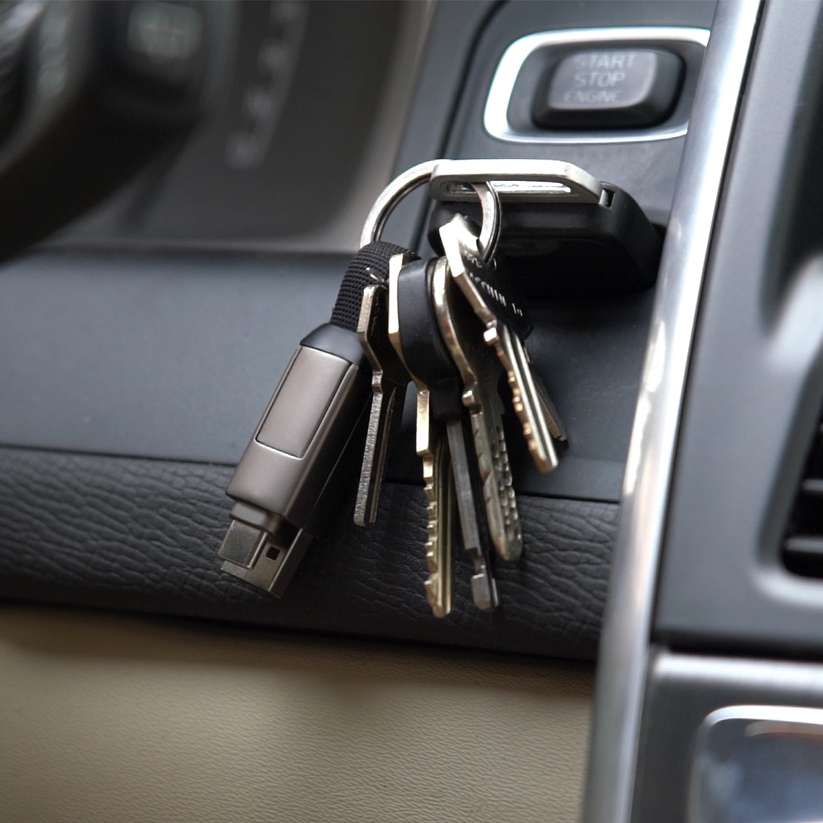 Rolling Square inCharge 6  - 18W 6 in 1 Keyring Cable - Mercury Grey