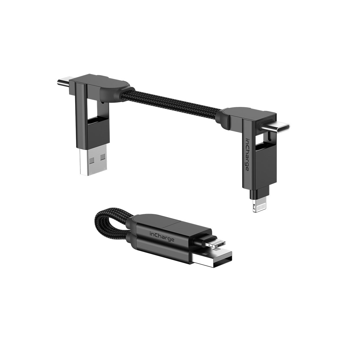 Rolling Square inCharge X100W 6 in 1 Keyring Cable - Lava Black