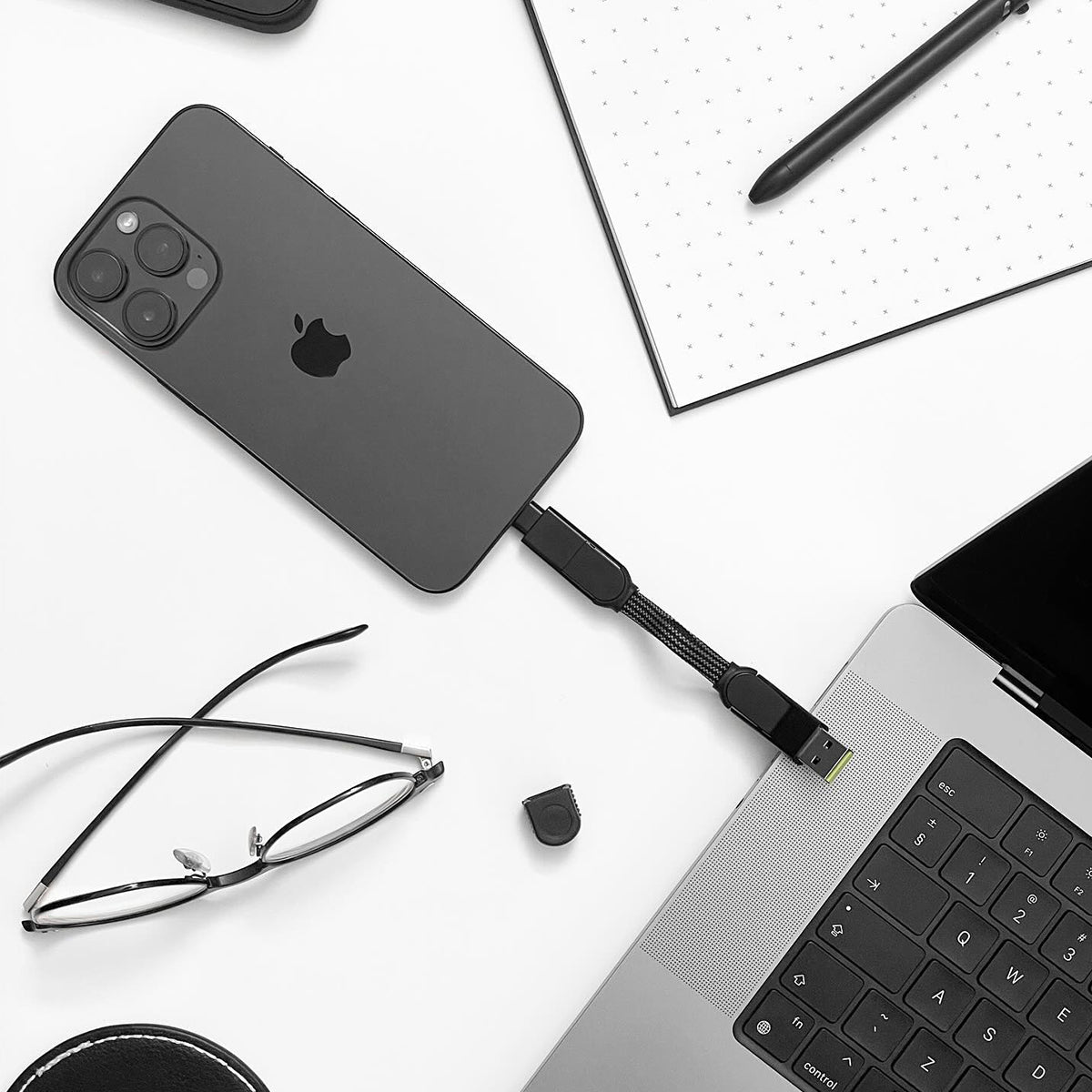 Rolling Square inCharge X100W 6 in 1 Keyring Cable - Lava Black