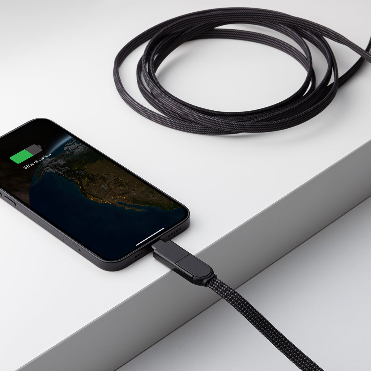 Rolling Square inCharge XL100W 6 in 1 Travel Charging Cable - 3M- Urban Black
