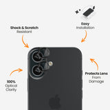 EFM Camera Lens ArmourFor iPhone 16 / 16 Plus - Carbon