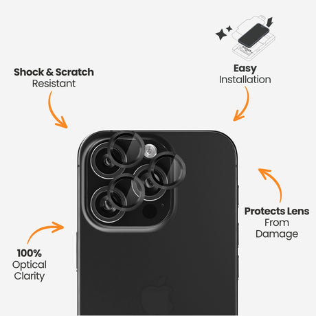 EFM Camera Lens ArmourFor iPhone 16 Pro / 16 Pro Max - Carbon