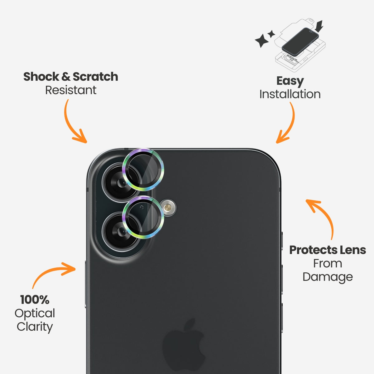 EFM Camera Lens ArmourFor iPhone 16 / 16 Plus - Rainbow