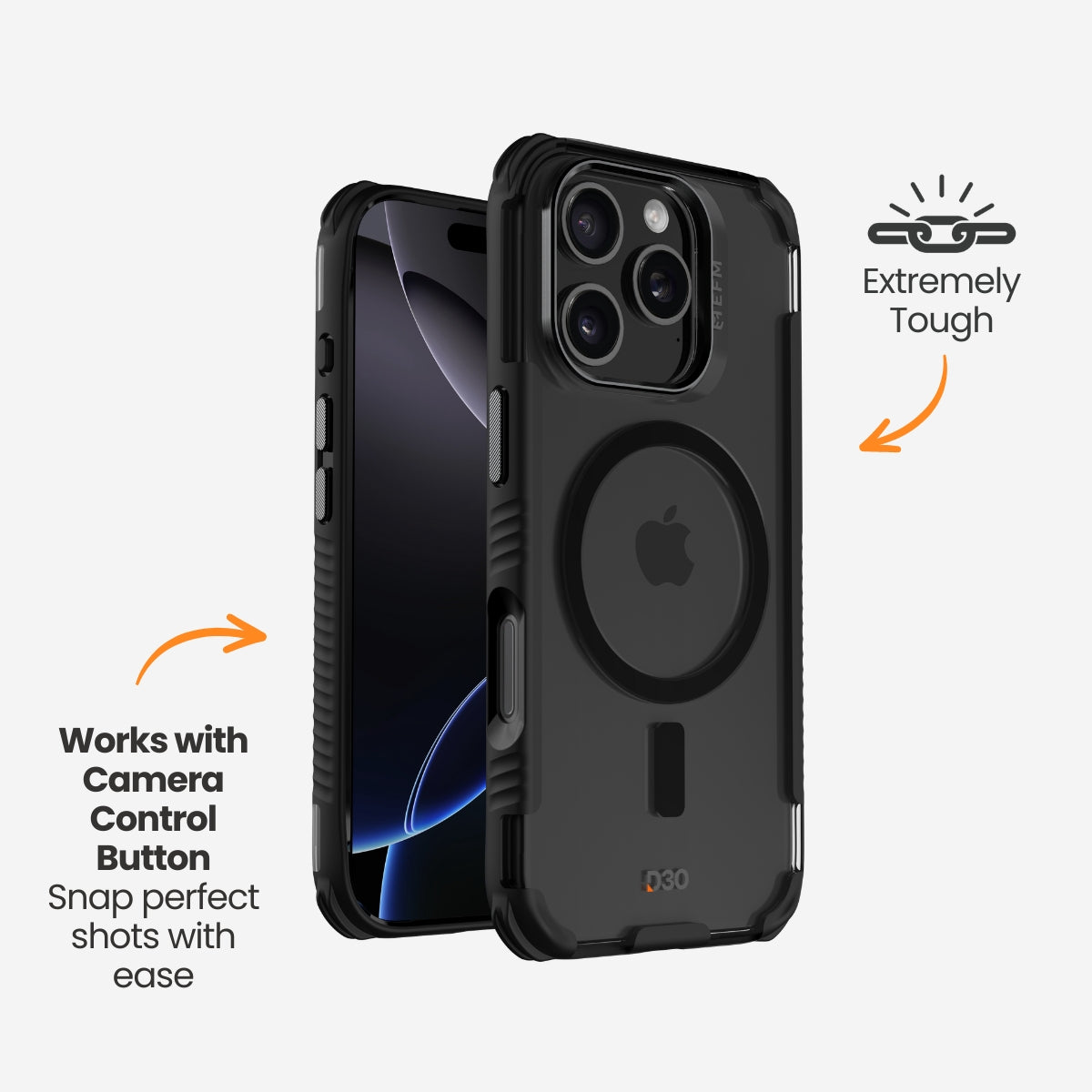 EFM Cayman Case with D3O BioFor iPhone 16 Pro Max - Carbon