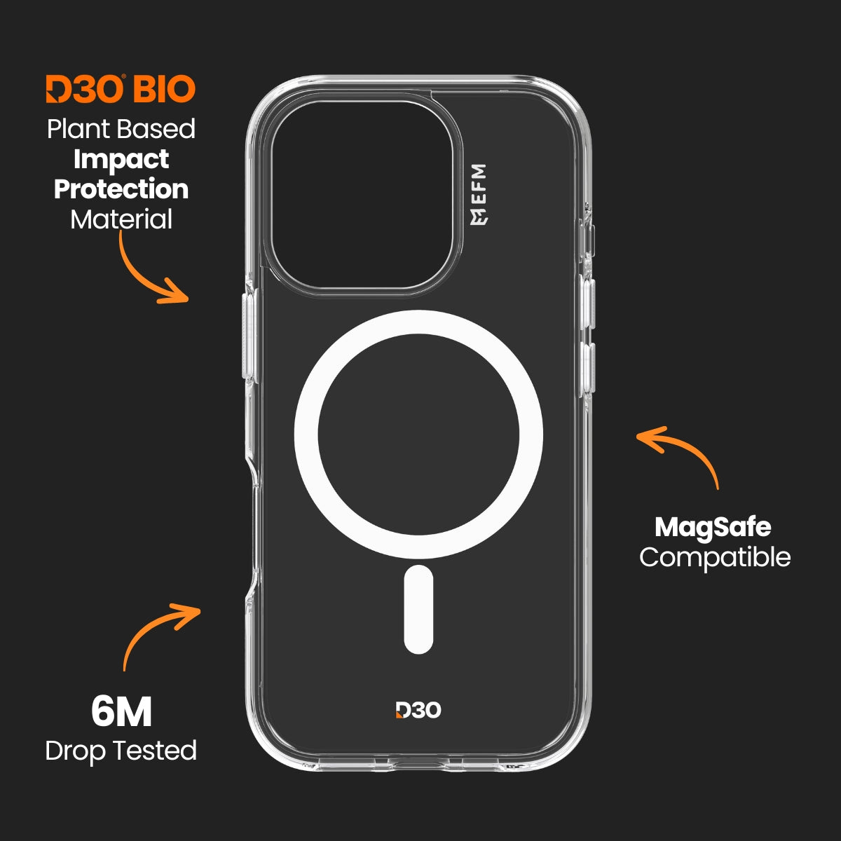 EFM Aspen Case with D3O BioFor iPhone 16 Pro - Clear