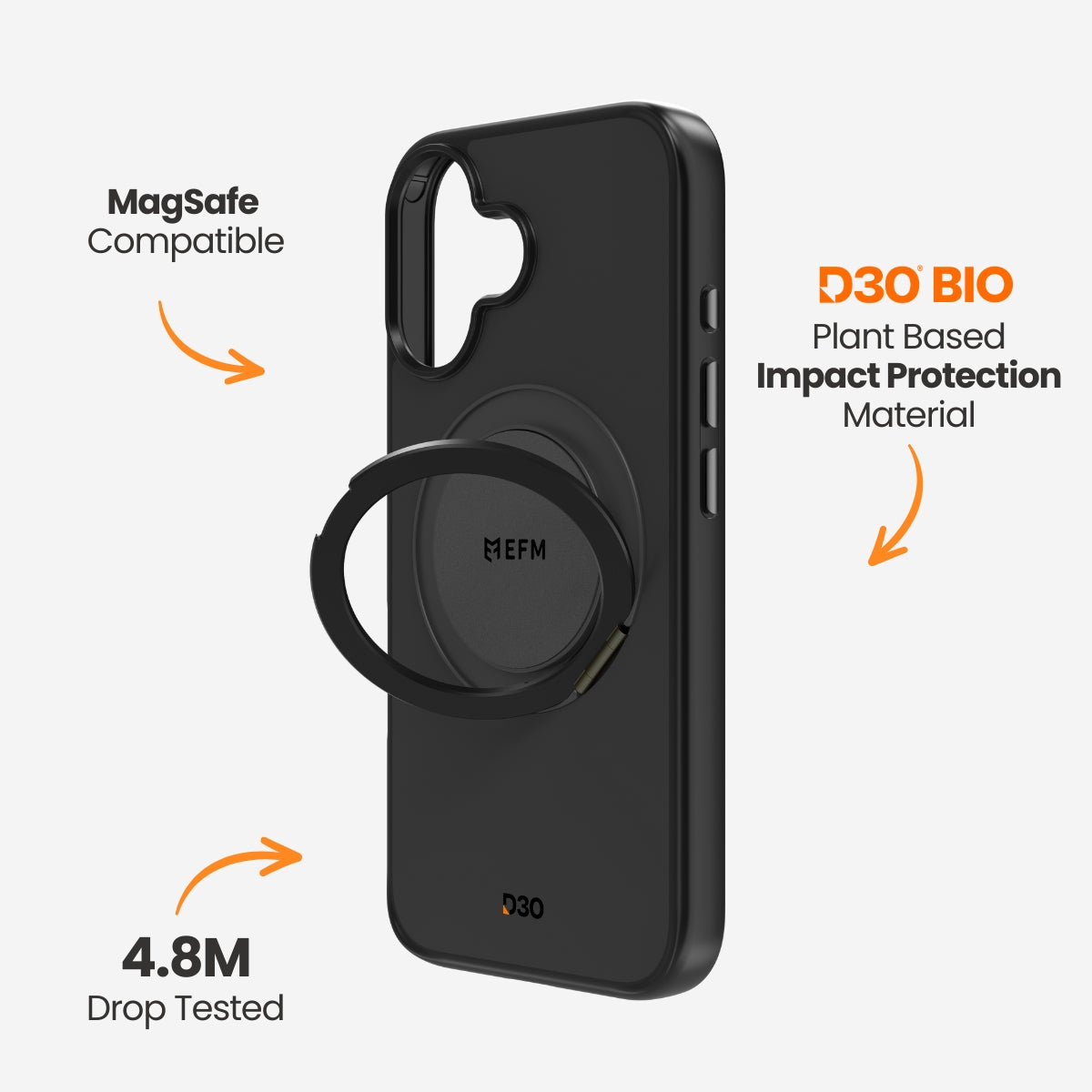 EFM Alta Case with D3O BioFor iPhone 16 - Black
