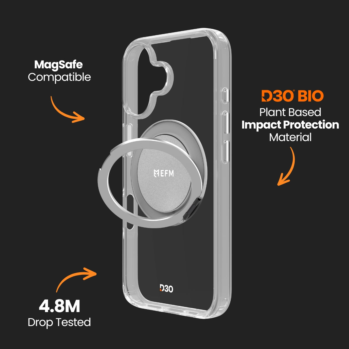 EFM Alta Case with D3O BioFor iPhone 16 - Clear