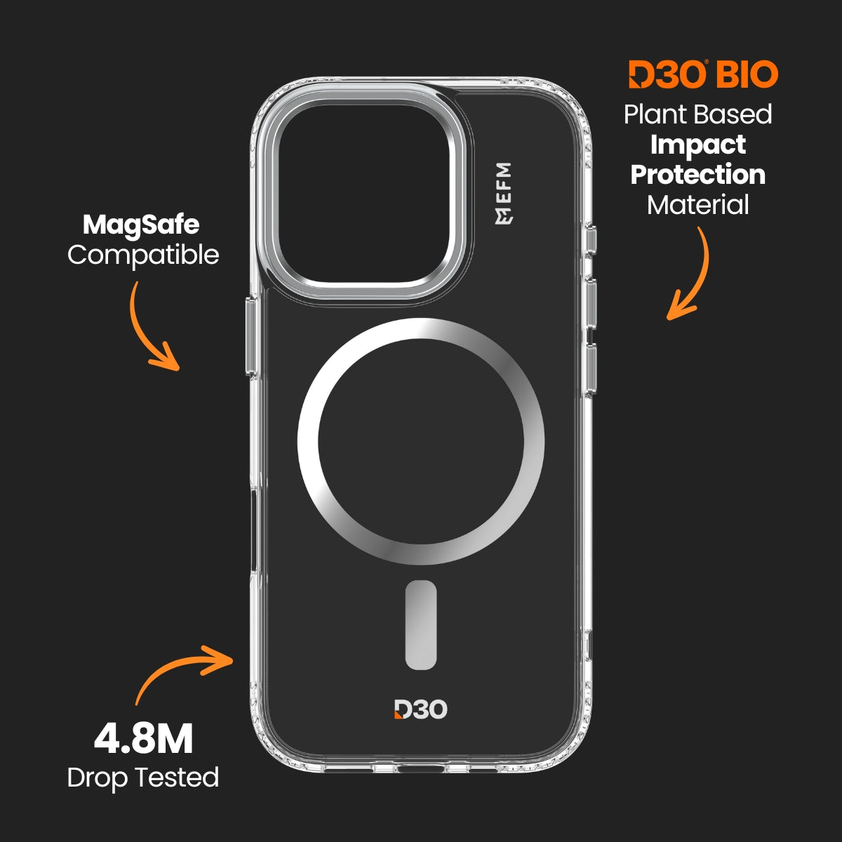 EFM Volta Case with D3O BioFor iPhone 16 Pro - Clear
