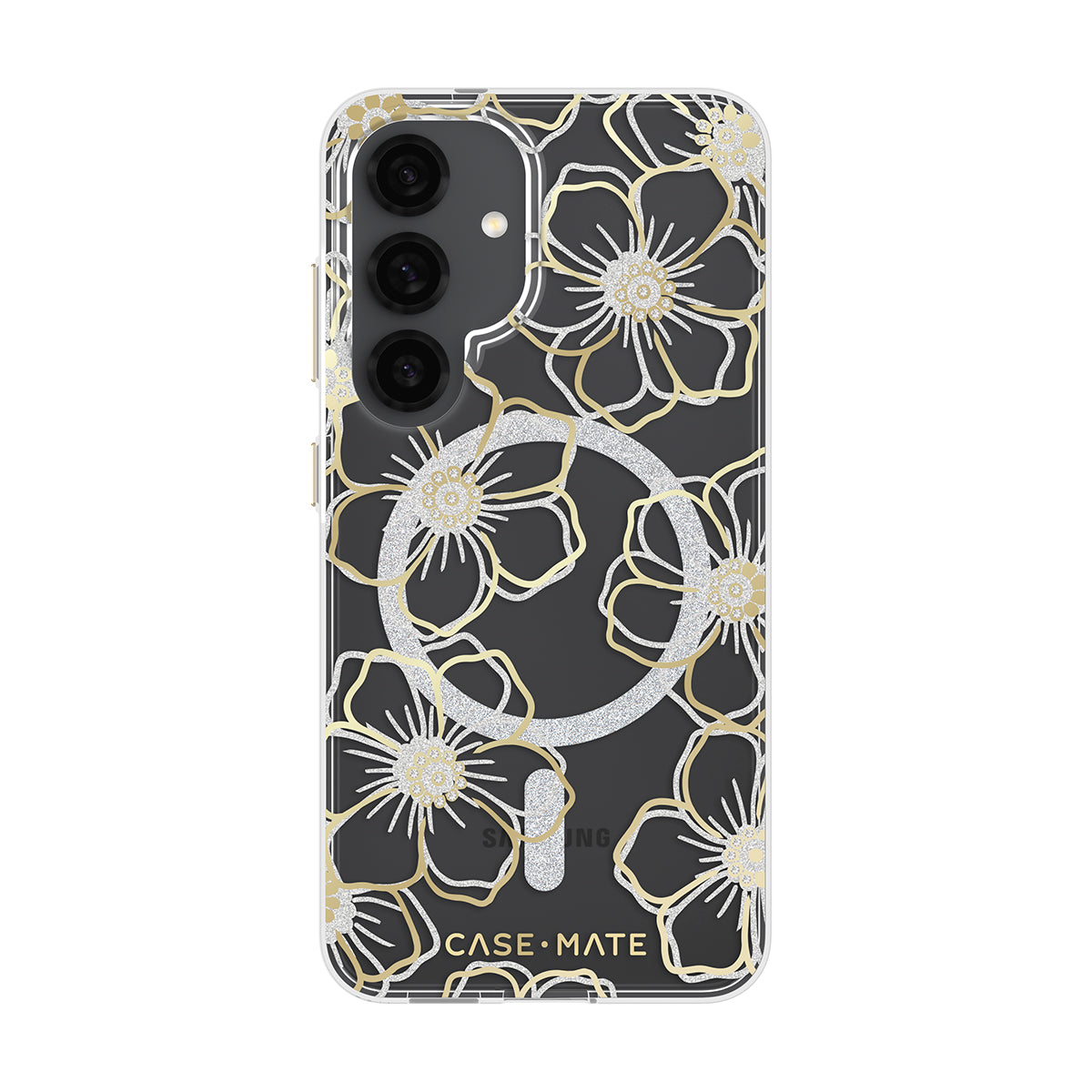Case-Mate Floral Gems CaseFor Samsung Galaxy S25 - Gold w/ Magnet