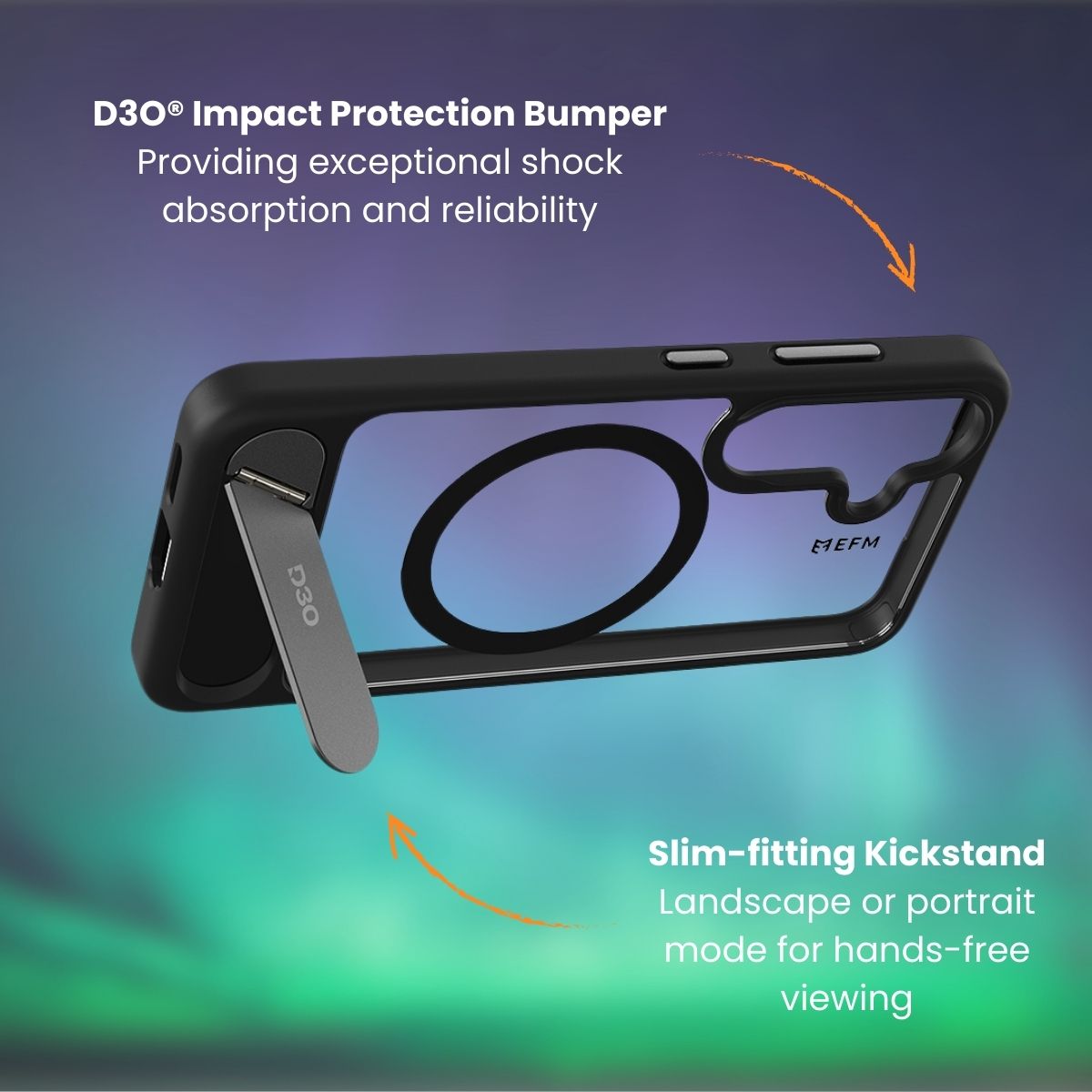 EFM Alta Case with D3O BIOFor Samsung Galaxy S25 - Black/ Clear