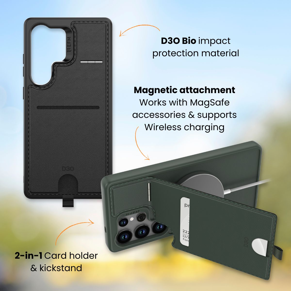 EFM Berlin Wallet Case with D3O BIOFor Samsung Galaxy S25 Ultra - Forest Green
