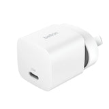 Belkin BoostCharge 30W Wall Charger & USB-C Cable - With USB-C Output & 1m USB-C to USB-C Cable - White