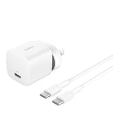 Belkin BoostCharge 25W Wall Charger & USB-C Cable - With USB-C Output & 1m USB-C to USB-C Cable - White