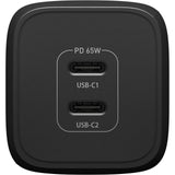 OtterBox 65W Dual Port USB-C Wall Charger - With - 1 x USB-C 45W and 1 x USB-C 20W Port - Black