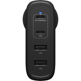 OtterBox 100W Four Port Wall Charger - Black  - With - 2 x USB-C and 2 x USB-A Ports- Black