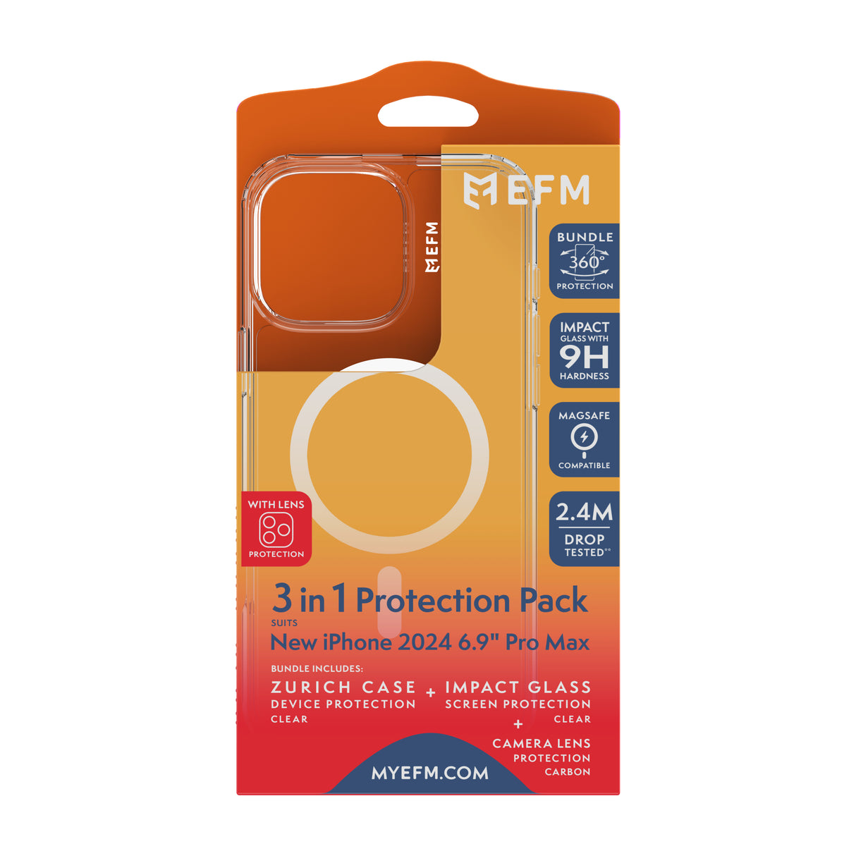 EFM Zurich MagSafe, Impact Screen, Lens Protector Bundle - For iPhone 16 Pro Max