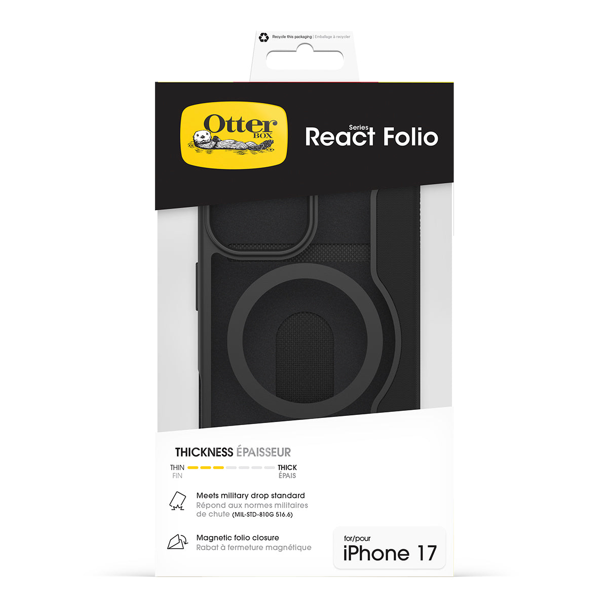 OtterBox React Folio MagSafe Case - For iPhone 17 - Black Crystal