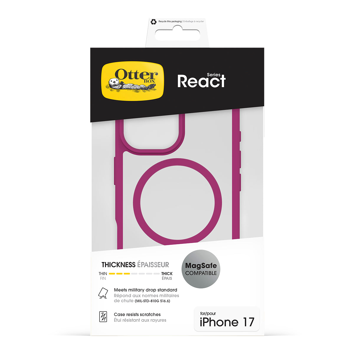 OtterBox React MagSafe Case - For iPhone 17 - Rose Crystal Pink