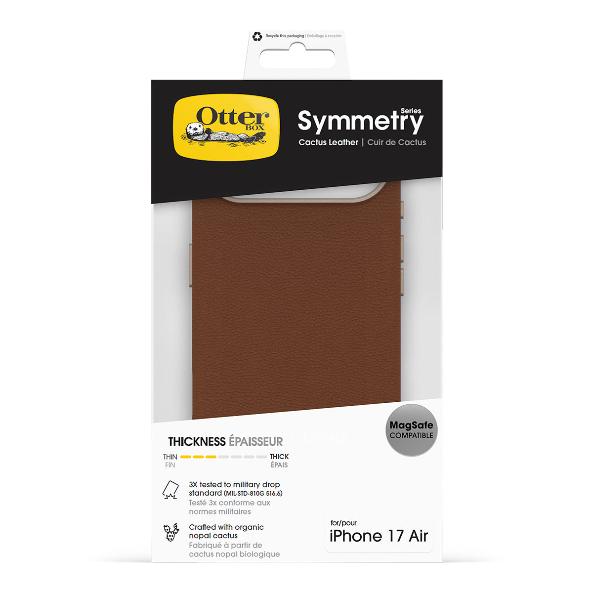 OtterBox Symmetry MagSafe Cactus Leather Case with Camera Control - For iPhone Air - Desert Saddle Brown