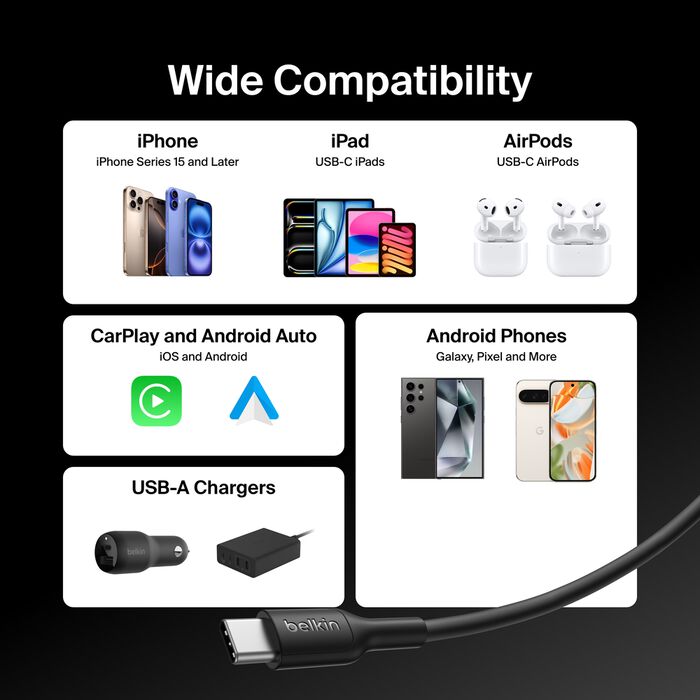 Belkin Boost Charge USB-A to C Cable - 0.15m - Universally compatible - Black