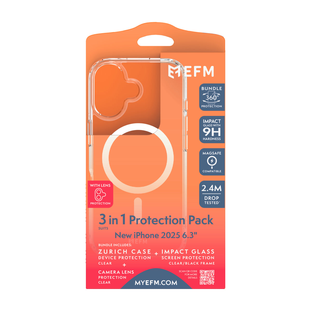 EFM 3-in-1 Case, Screen Armour and Camera Lens Armour Bundle - For iPhone 17